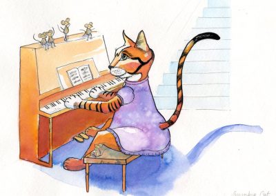 Cat Entertainer at the Piano